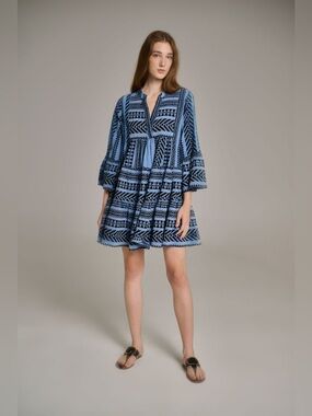 NWOT Anthropologie Devotion Twins Ella Mini Dress (Blue/Black) // Size S